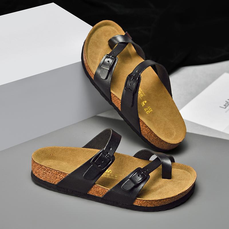 Birkenstock Shoes For Men And Women, Thumb Sleeves, High-Quality Genuine Leather Cork Thick-Soled Outer Fishing Sandals And Slippers - Image 1